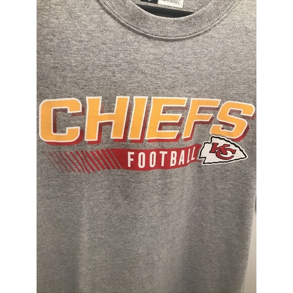 Men’s NFL Kansas City Chiefs T Shirt Short Sleeve Size Large Gray Mahomes Kelce - Picture 2 of 5